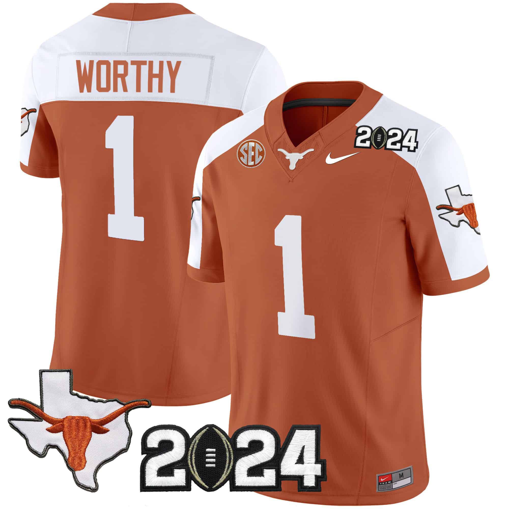 Men Texas Longhorns #1 Worthy Orange 2024 Nike Vapor Limited NCAA Jersey->indianapolis colts->NFL Jersey
